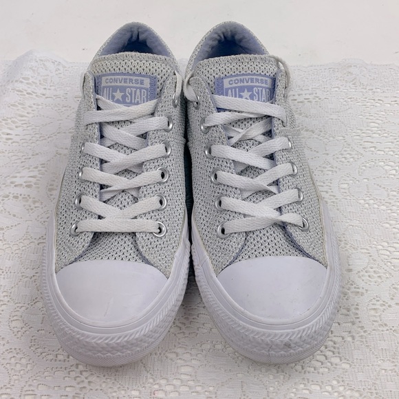 Converse All Star Low Profile Sneakers Size 8 Light gray White Lace up EUC - Picture 2 of 14